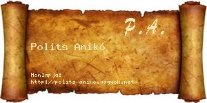 Polits Anikó névjegykártya